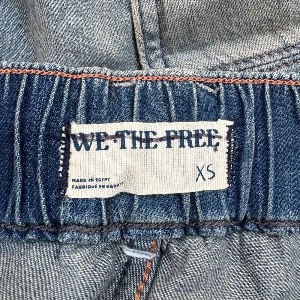 NWT Free People We The Free Second Chances Drawstring Jean Shorts Blue XS